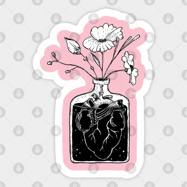 Heart in Jar (with flowers) Sticker by chriswig